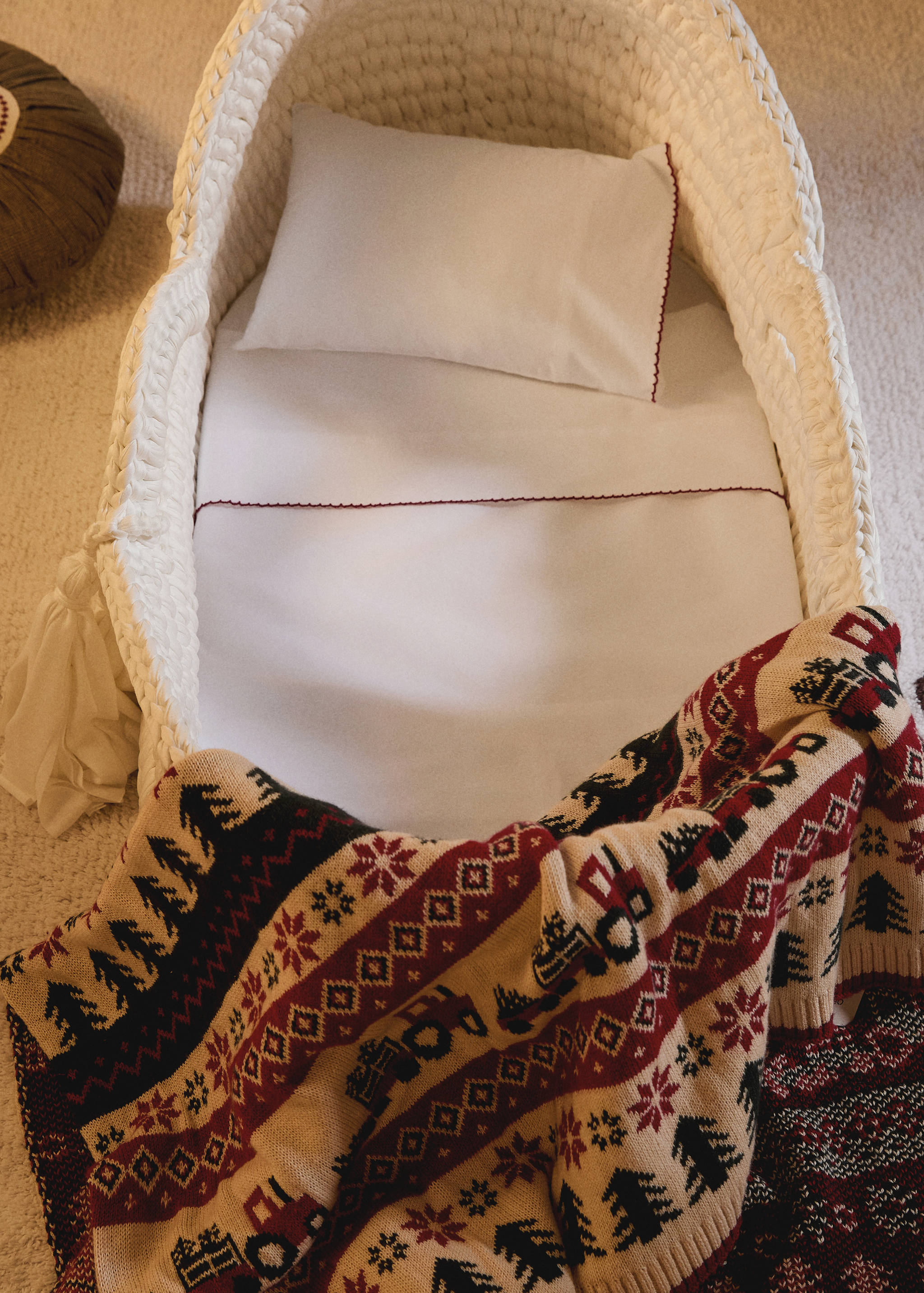 Komplet posteljine za dječji krevetić od pamučnog perkala s kontrastnim detaljem - Opći prikaz