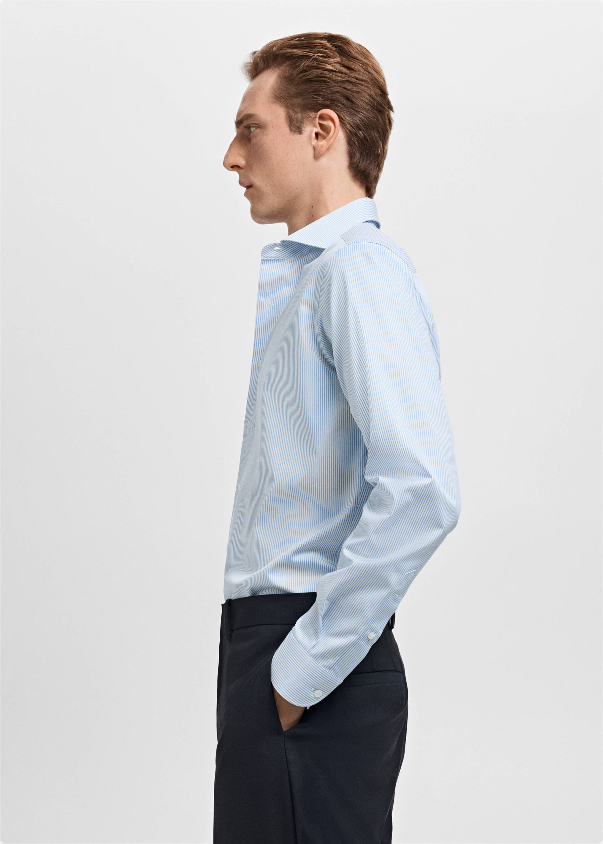 Slim-fit Giza cotton striped formal shirt - Details of the article 2
