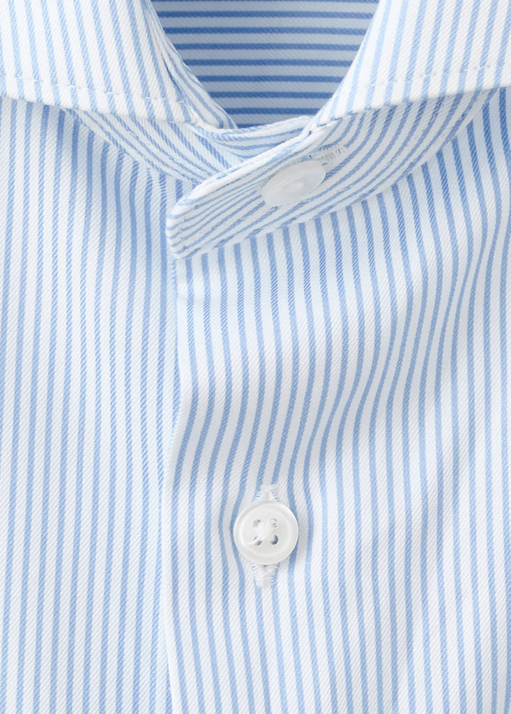 Slim-fit Giza cotton striped formal shirt — Sky Blue
