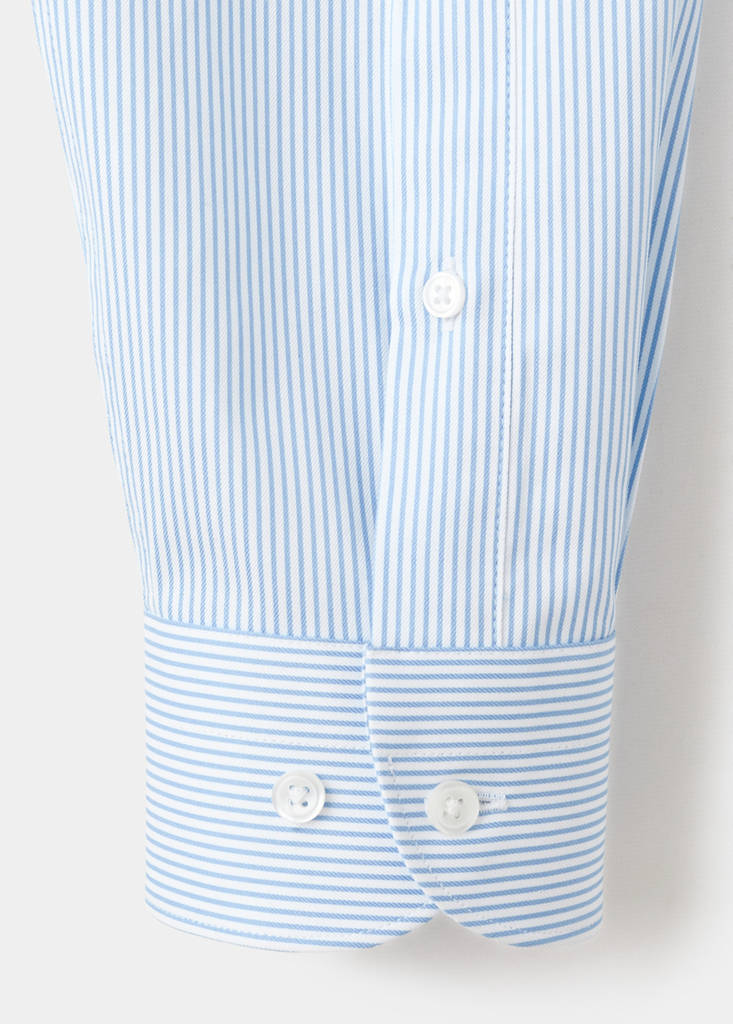 Slim-fit Giza cotton striped formal shirt — Sky Blue