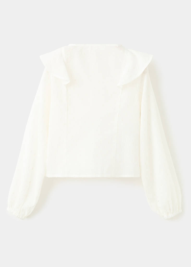 Ruffled lurex blouse — Off White