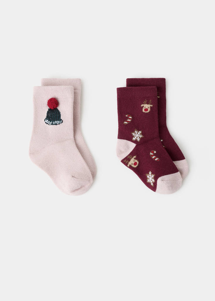 MANGO KIDS - Pack 2 paires de chaussettes de Noël rose - 3-4 ans - Bébé fille