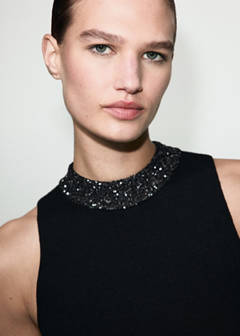 Knitted dress with sequin collar — Black 4