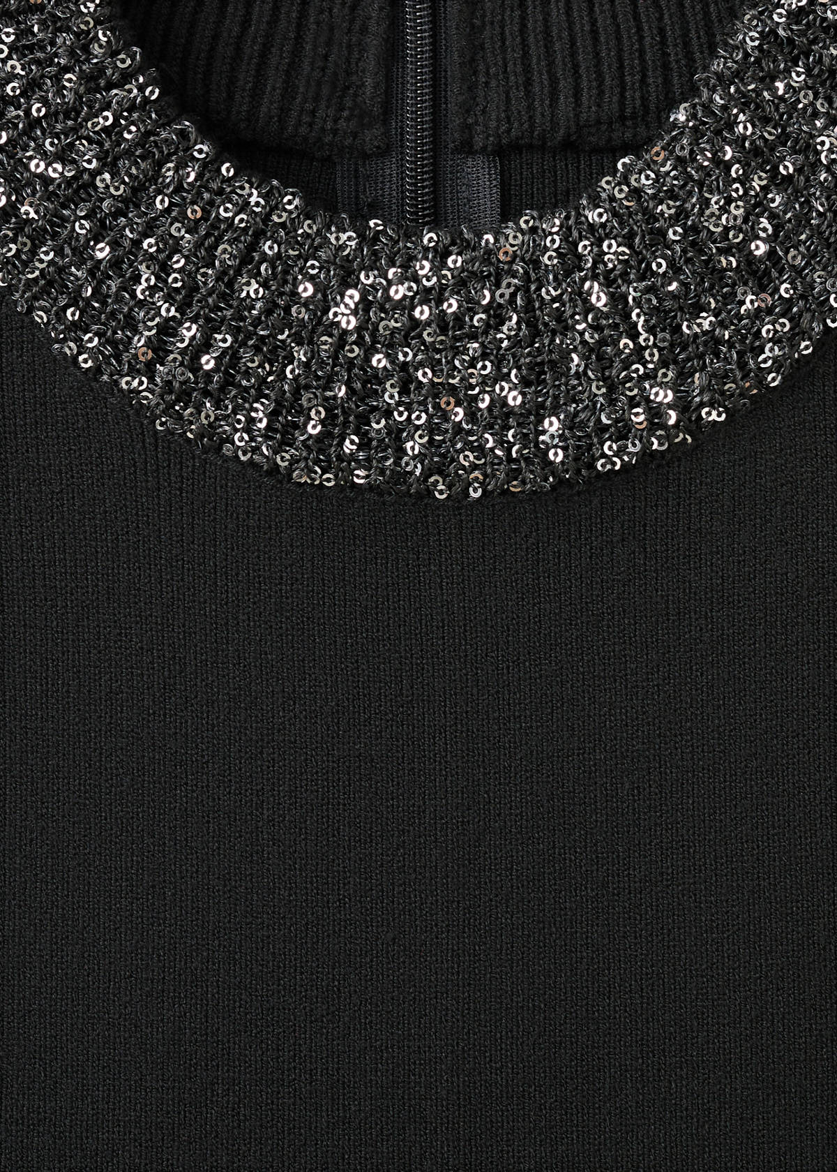 Knitted dress with sequin collar — Black
