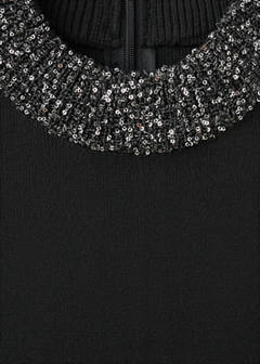 Knitted dress with sequin collar — Black 7