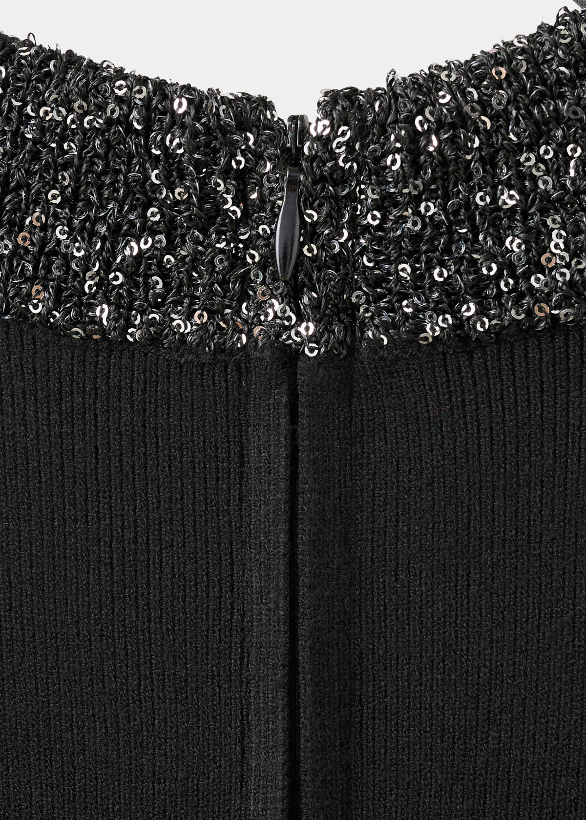 Knitted dress with sequin collar — Black