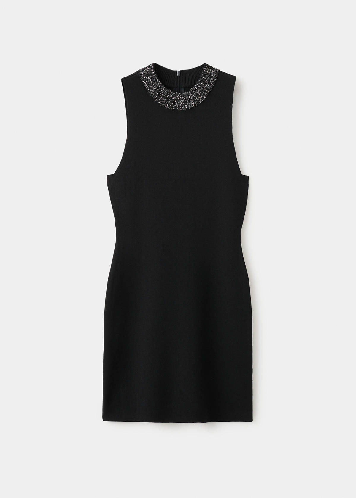 Knitted dress with sequin collar — Black