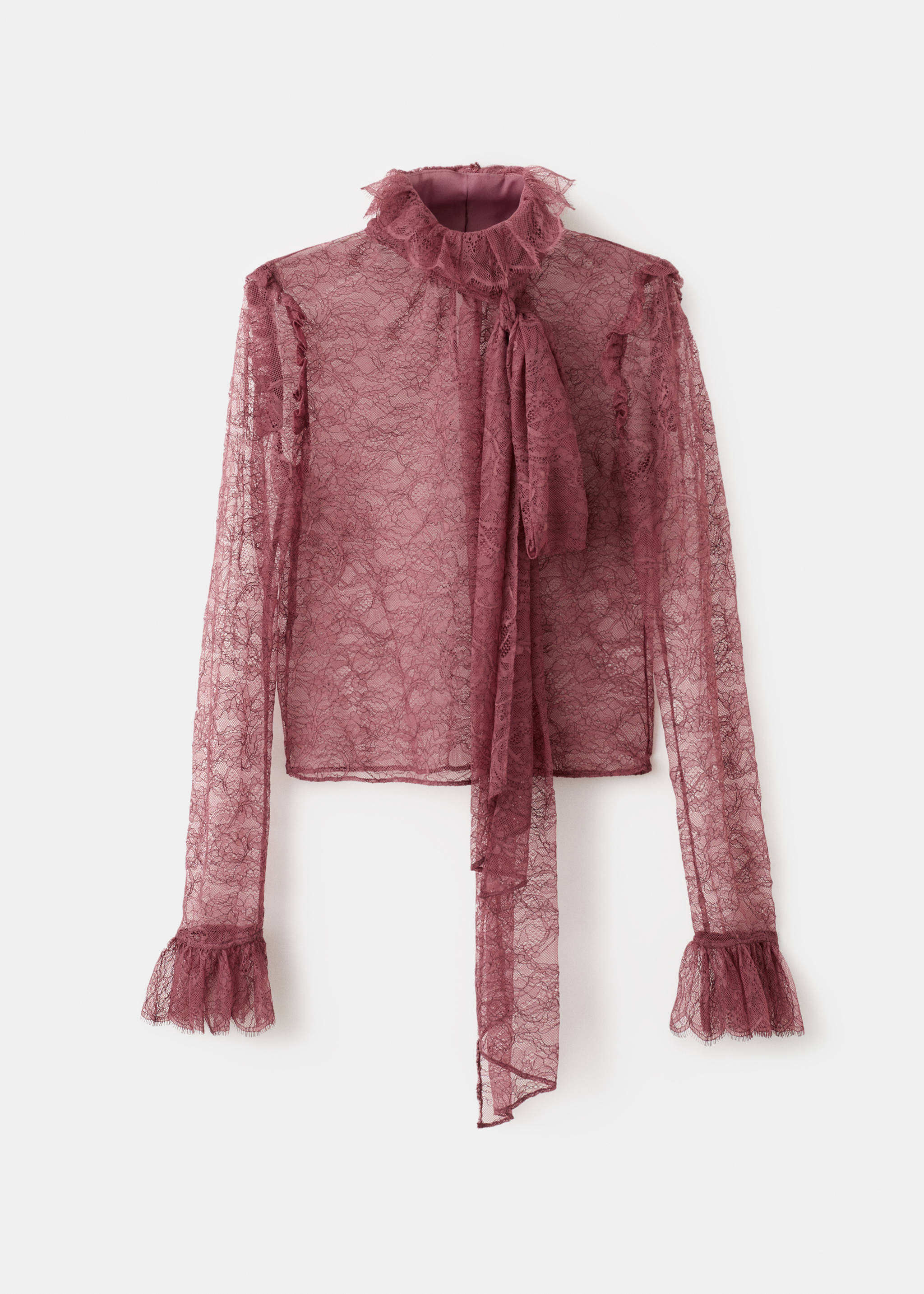 Blusa de renda de gola com folho - Artigo sem modelo