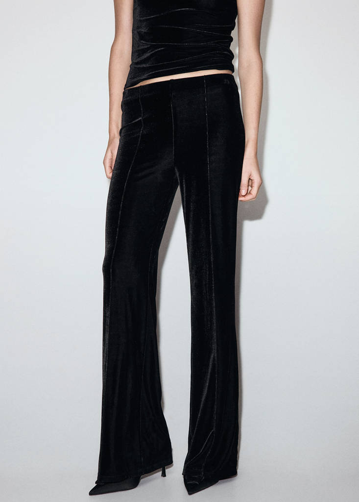 Velvet trousers with seam detail — Black