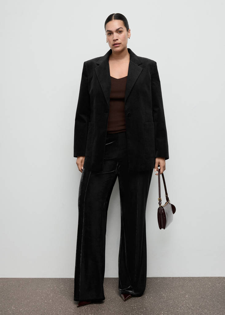 Velvet trousers with seam detail — Black