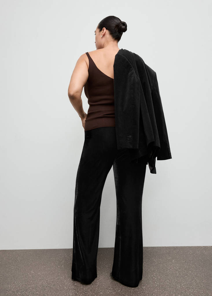 Velvet trousers with seam detail — Black