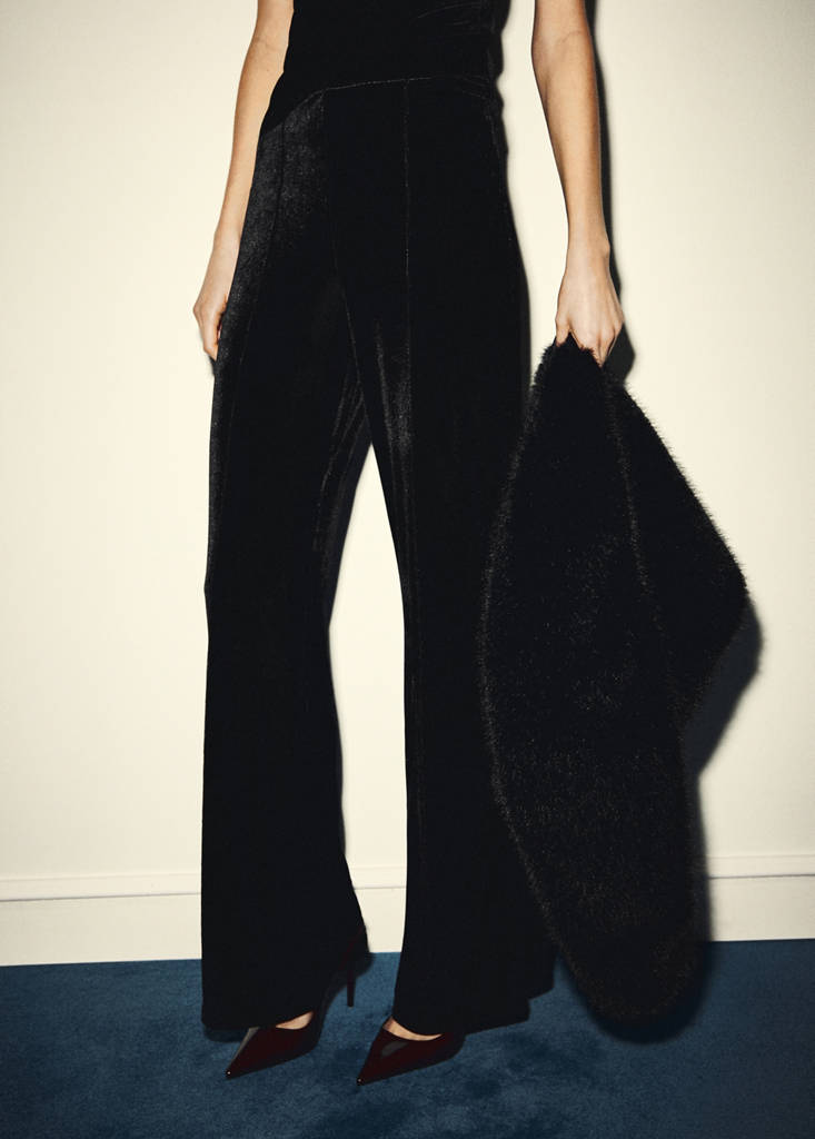 Velvet trousers with seam detail — Black