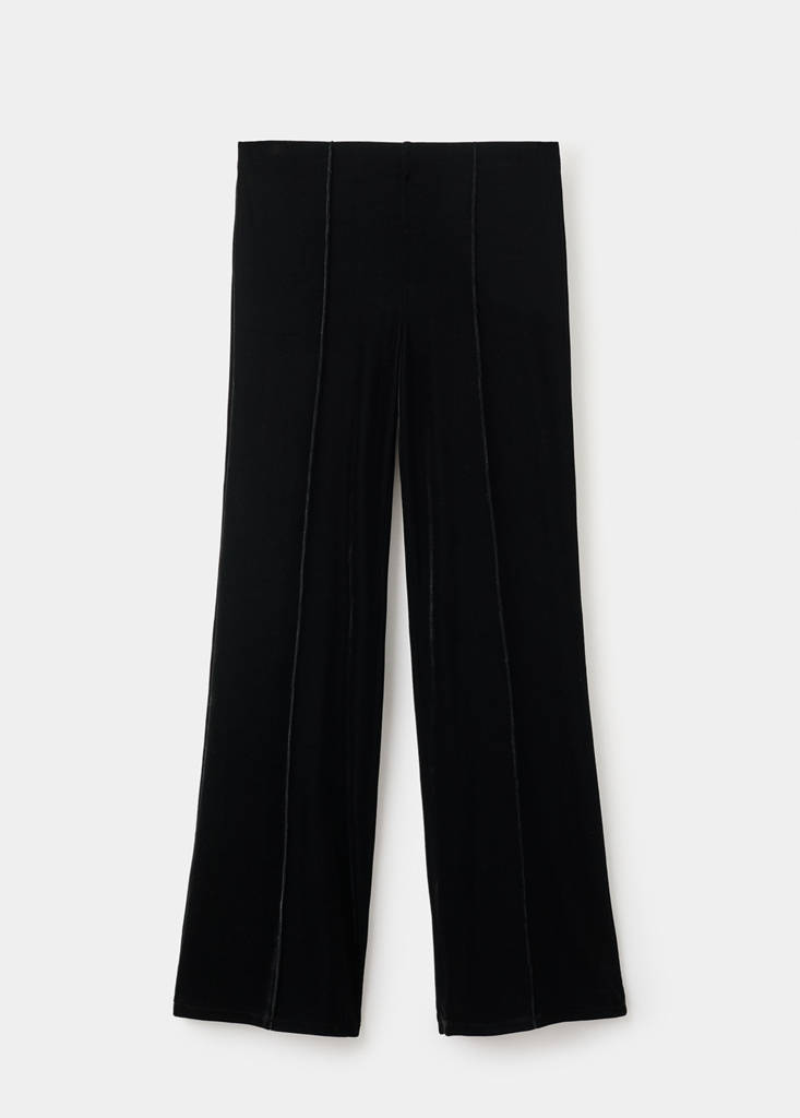Velvet trousers with seam detail — Black
