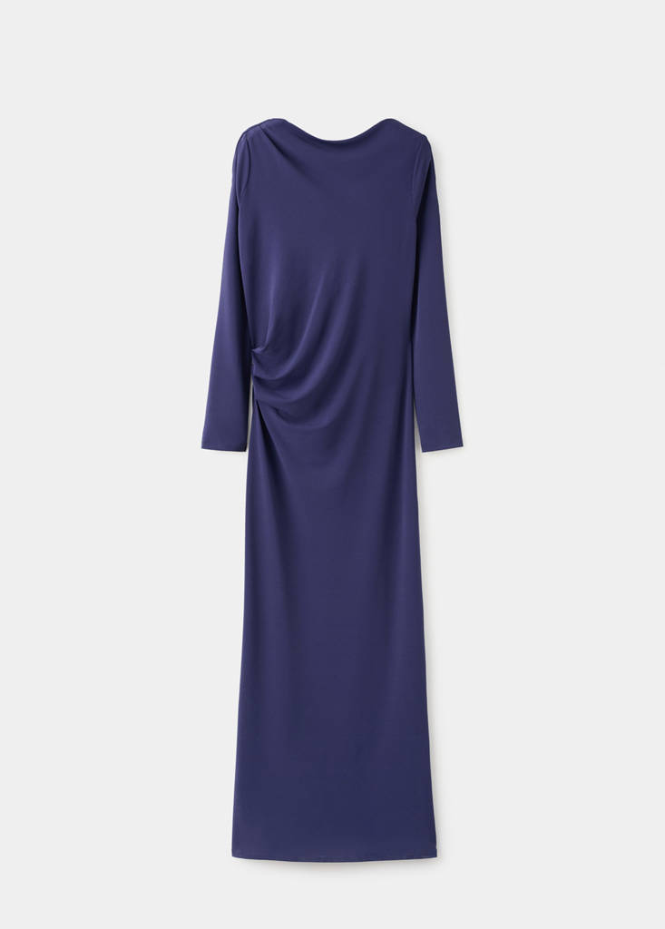 Fine-knit open-back dress — Blue
