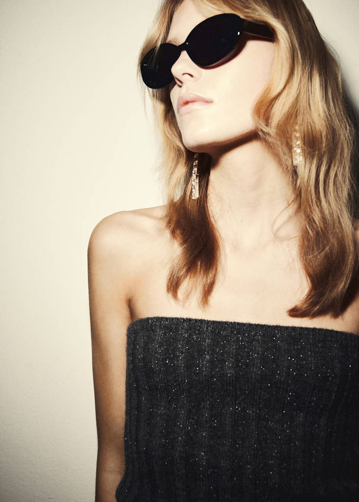 Lurex knitted strapless top — Grey