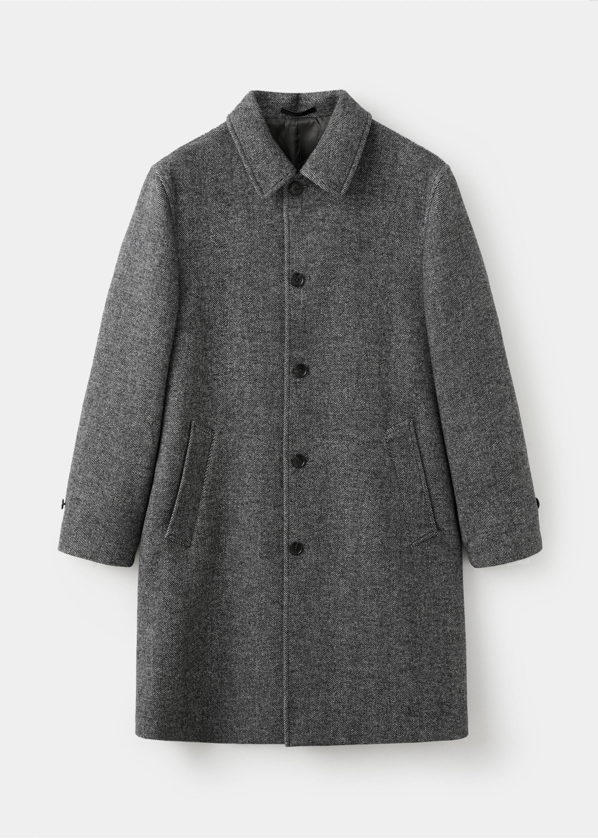 Herringbone wool-blend coat - Article without model, Grey. Ref: 17059205-00.