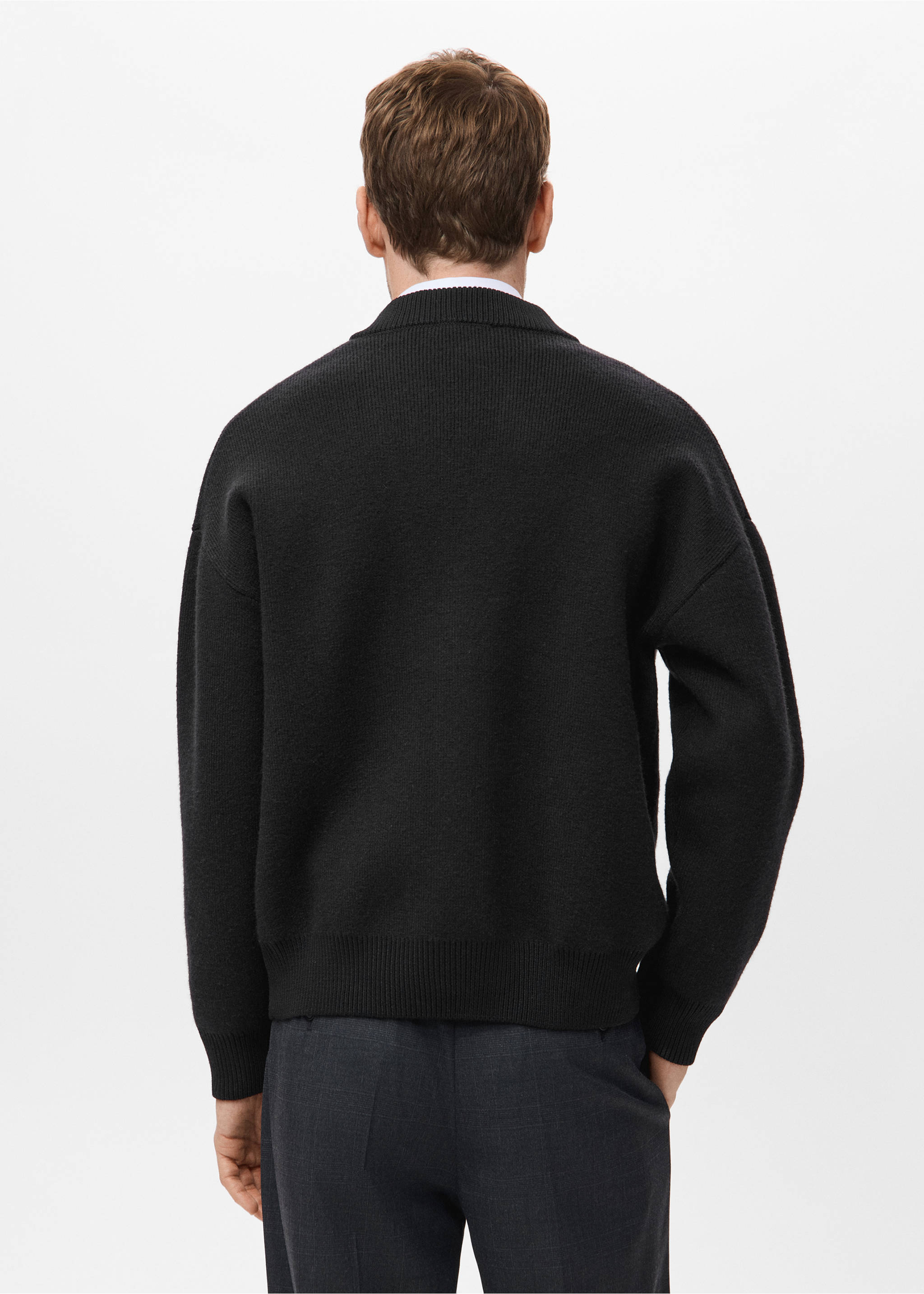 Cardigan maille relaxed-fit - Verso de l’article, Noir. Ref: 17059207-00.