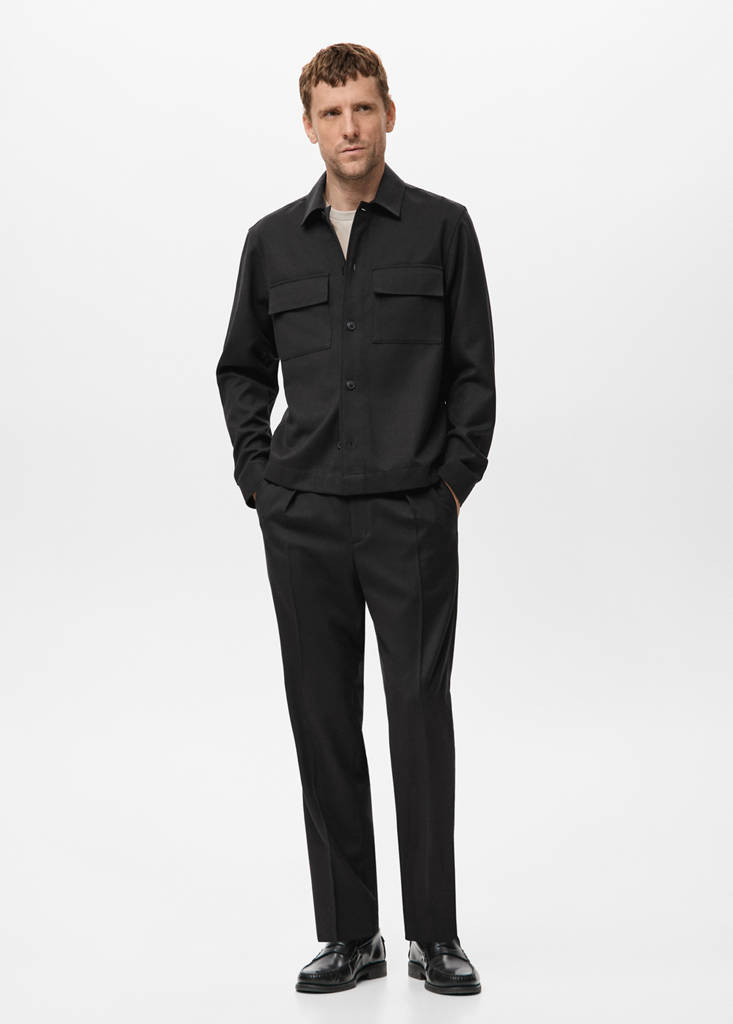 Flannel overshirt with pockets — Black