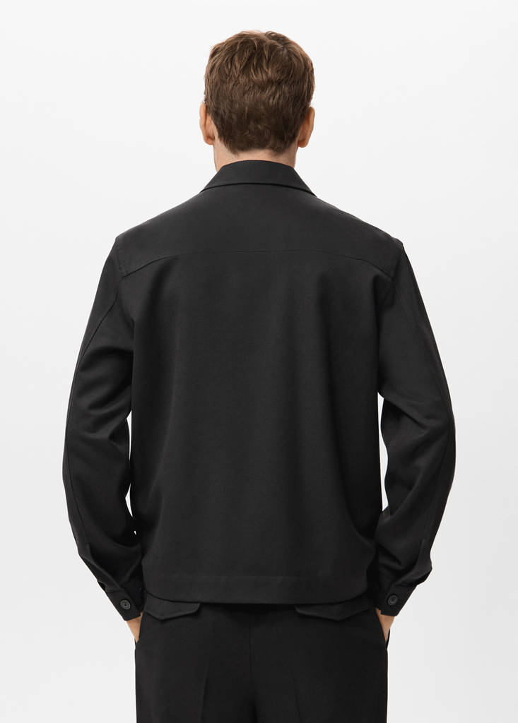 Flannel overshirt with pockets — Black