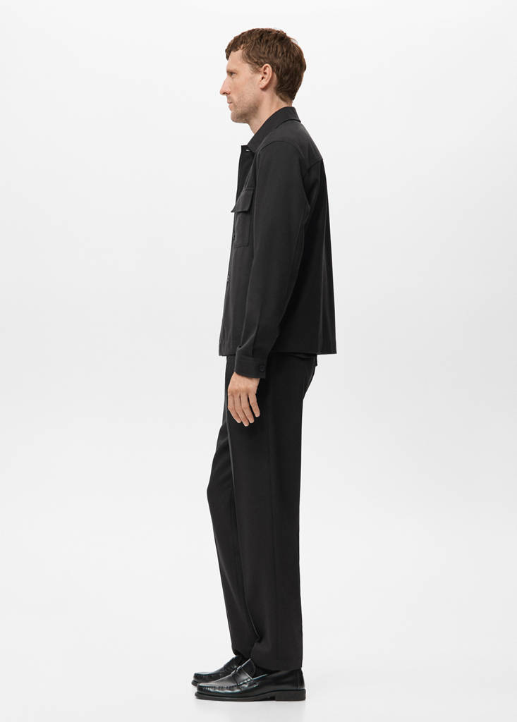 Flannel overshirt with pockets — Black