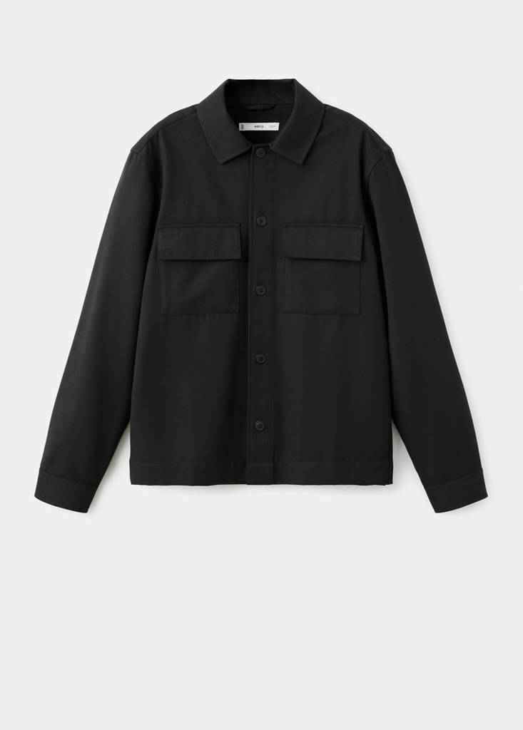 Flannel overshirt with pockets — Black
