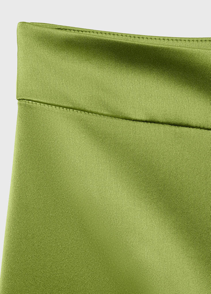 Satin straight-fit trousers — Green