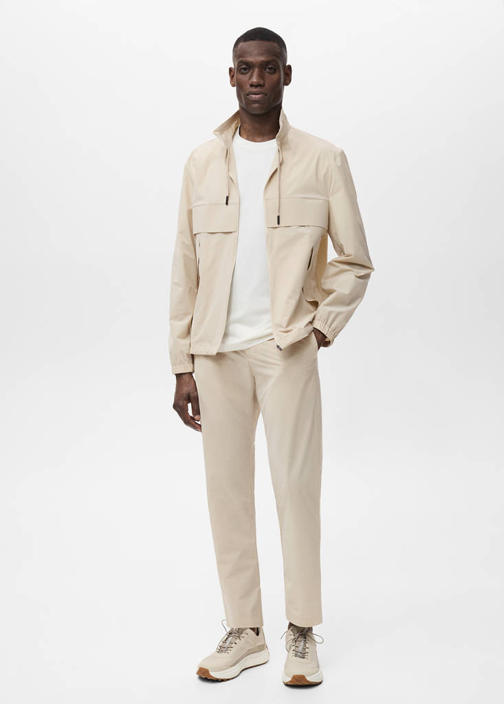 Slim fit water-repellent trousers — Beige