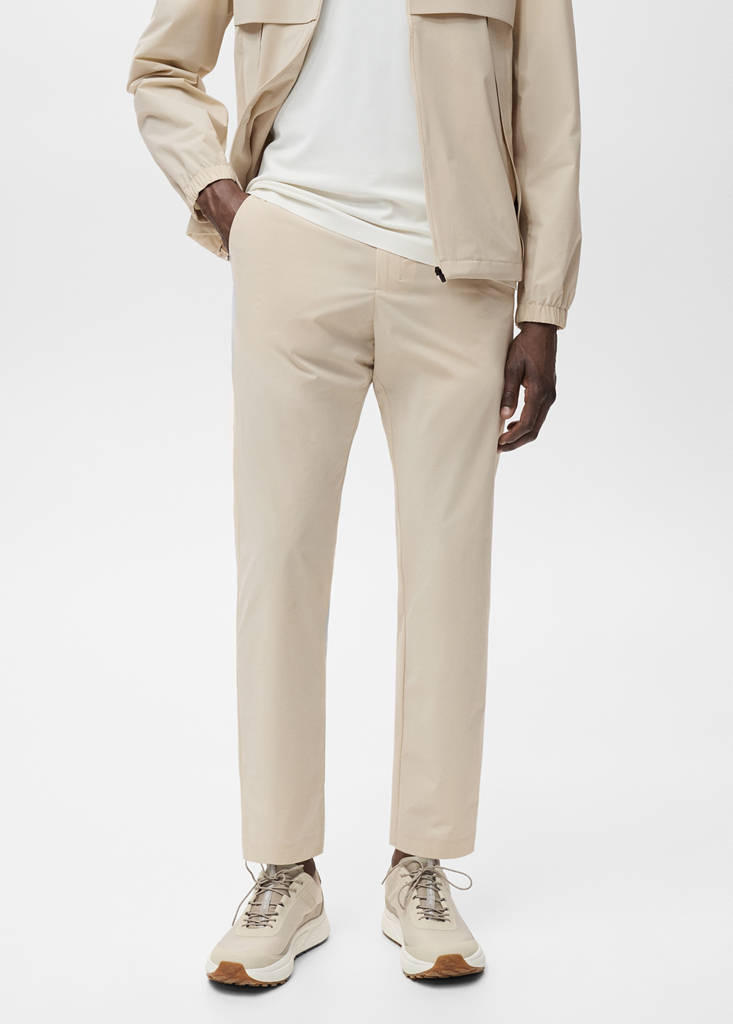 Slim fit water-repellent trousers — Beige