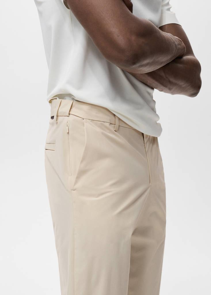 Slim fit water-repellent trousers — Beige