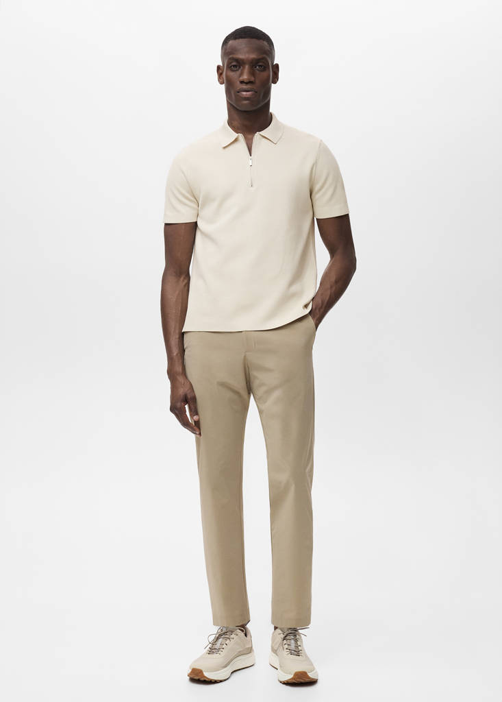 Slim fit water-repellent trousers — Khaki