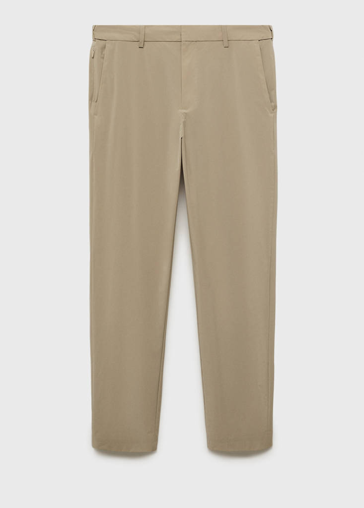 Slim fit water-repellent trousers — Khaki