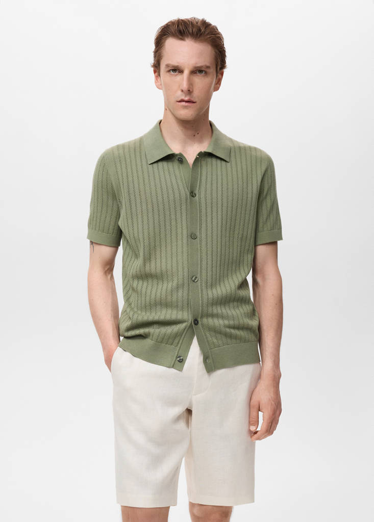 Slim-fit 100% linen bermuda shorts — Off White