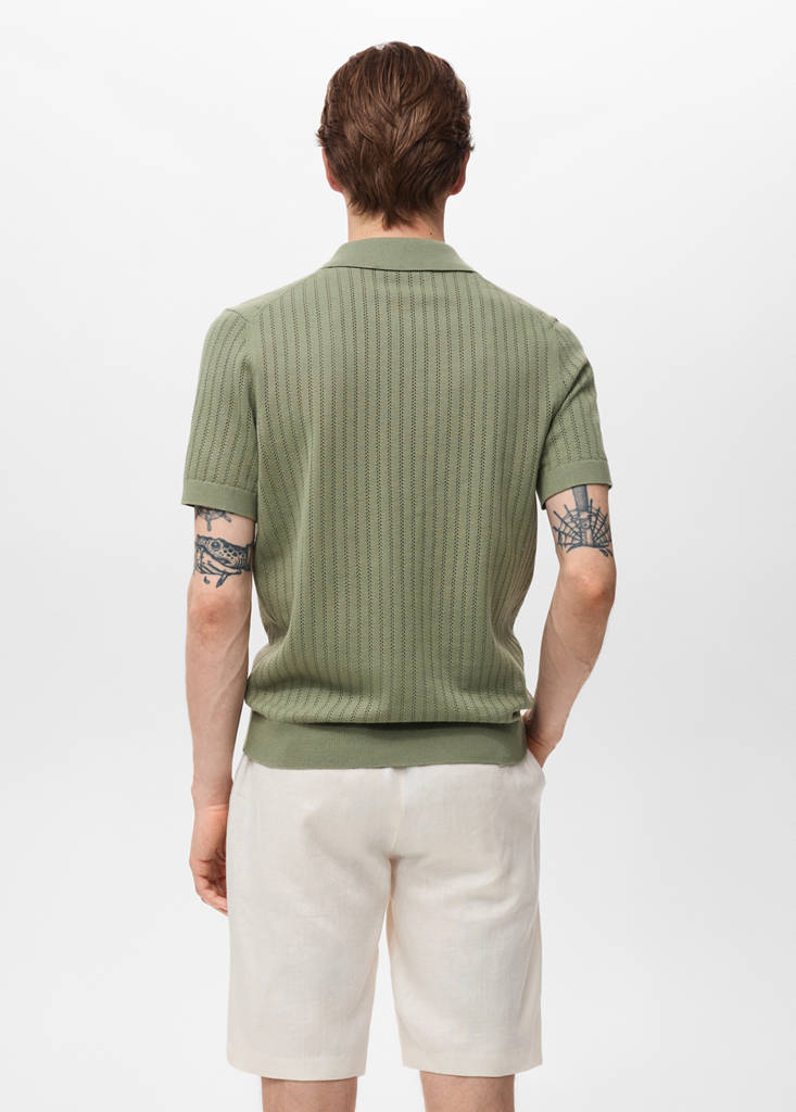Slim-fit 100% linen bermuda shorts — Off White