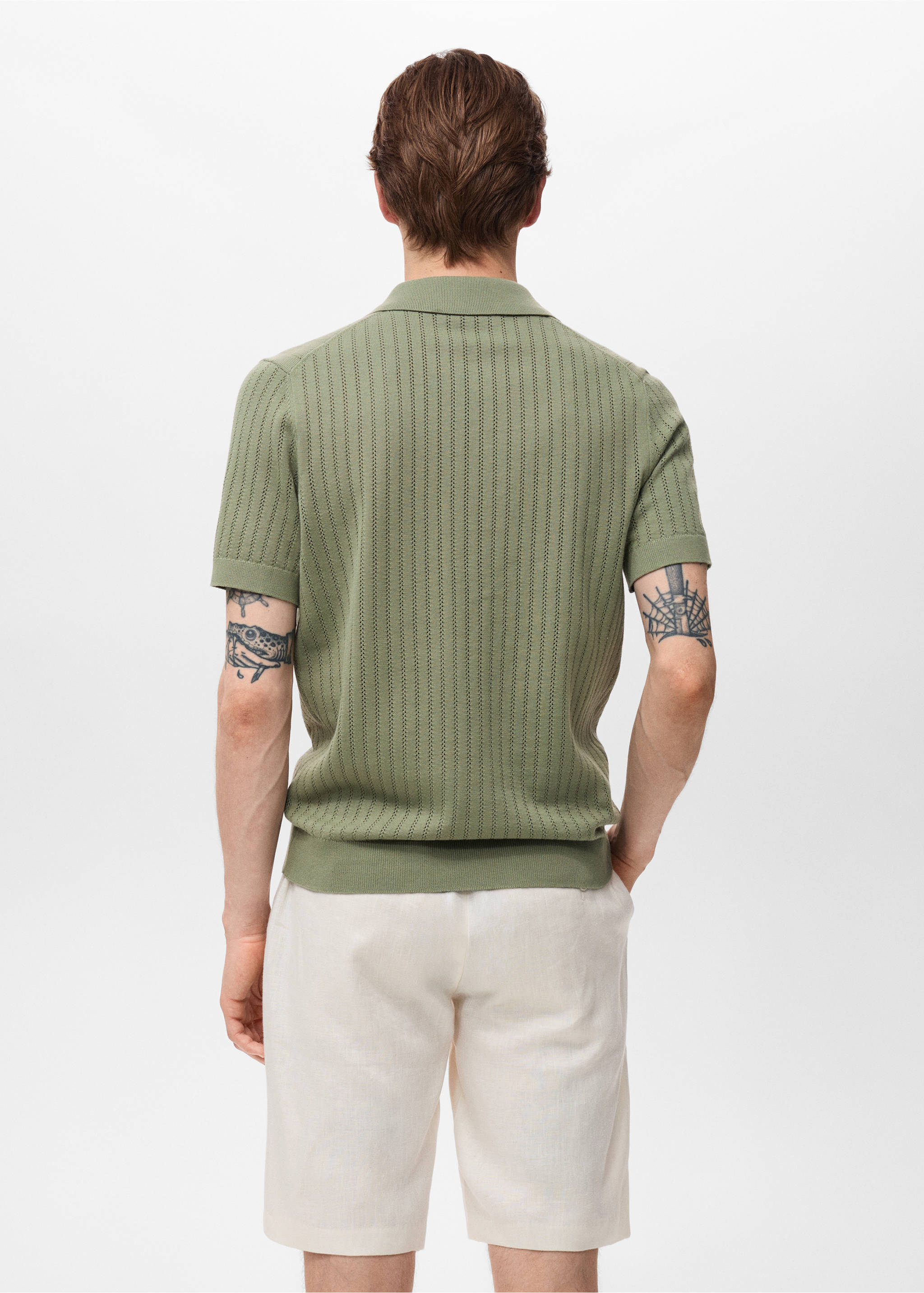 Bermudas slim fit 100% lino - Reverso del artículo, Blanco roto. Ref: 17061142-00.