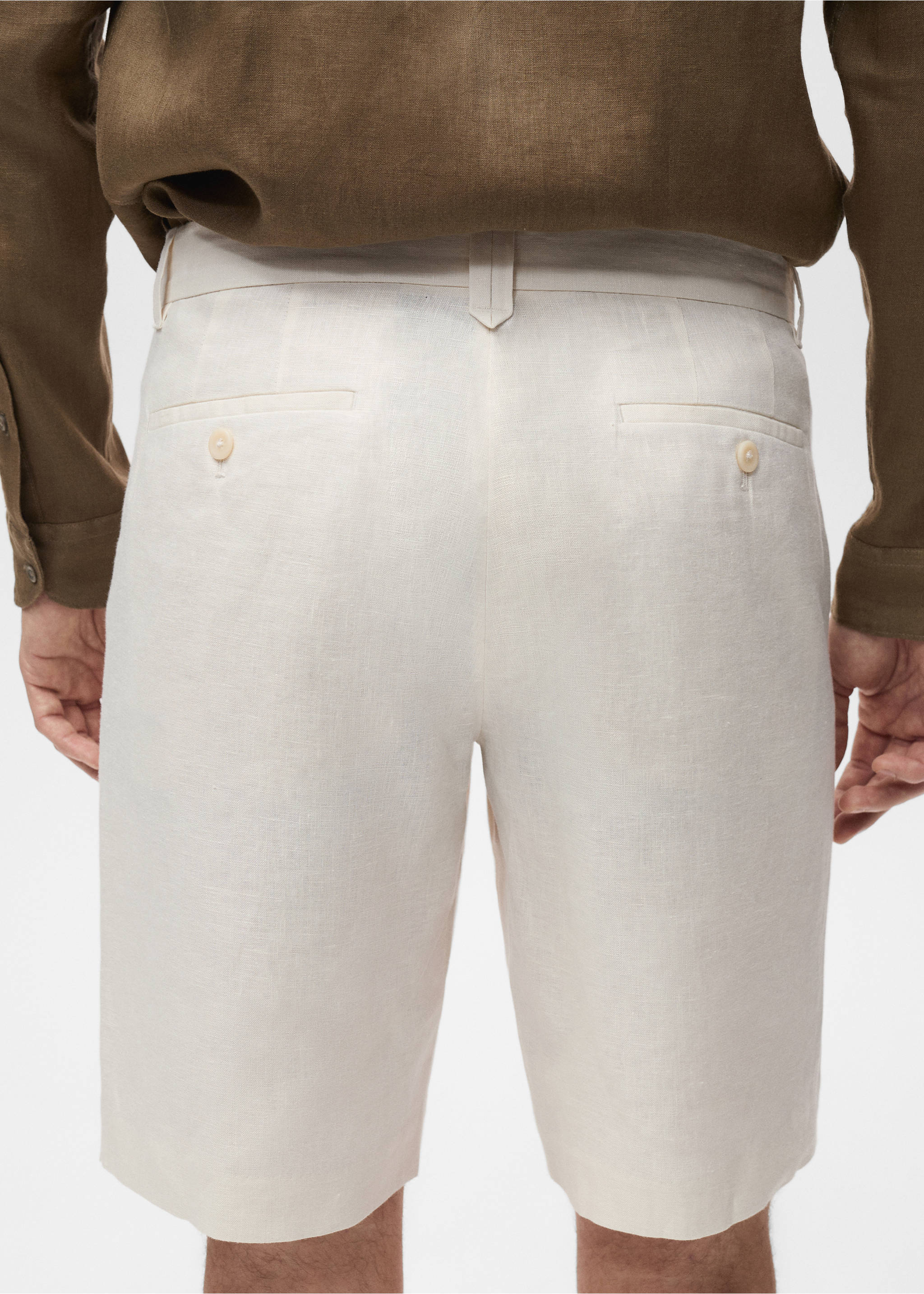 Bermudas slim fit 100% lino - Detalle del artículo 4, Blanco roto. Ref: 17061142-00.