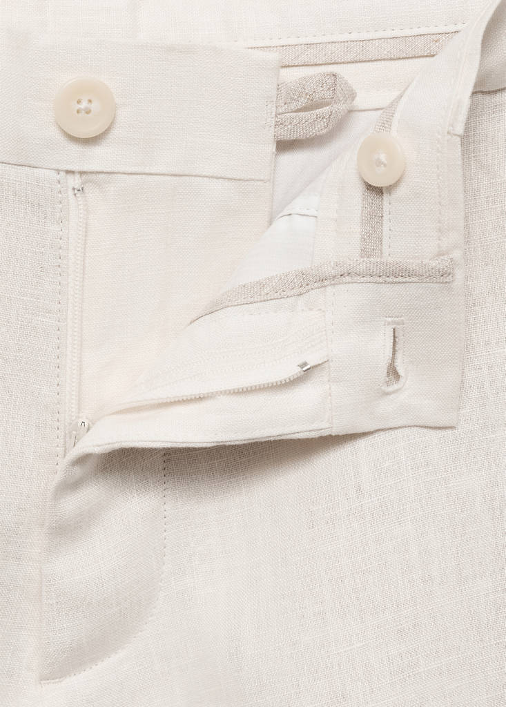 Slim-fit 100% linen bermuda shorts — Off White