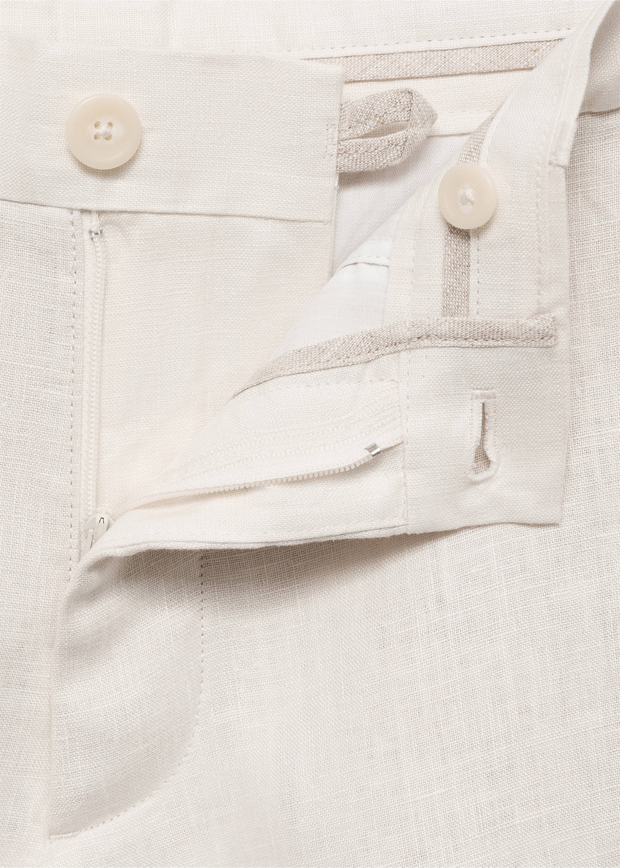 Bermudas slim fit 100% lino - Detalle del artículo 8, Blanco roto. Ref: 17061142-00.