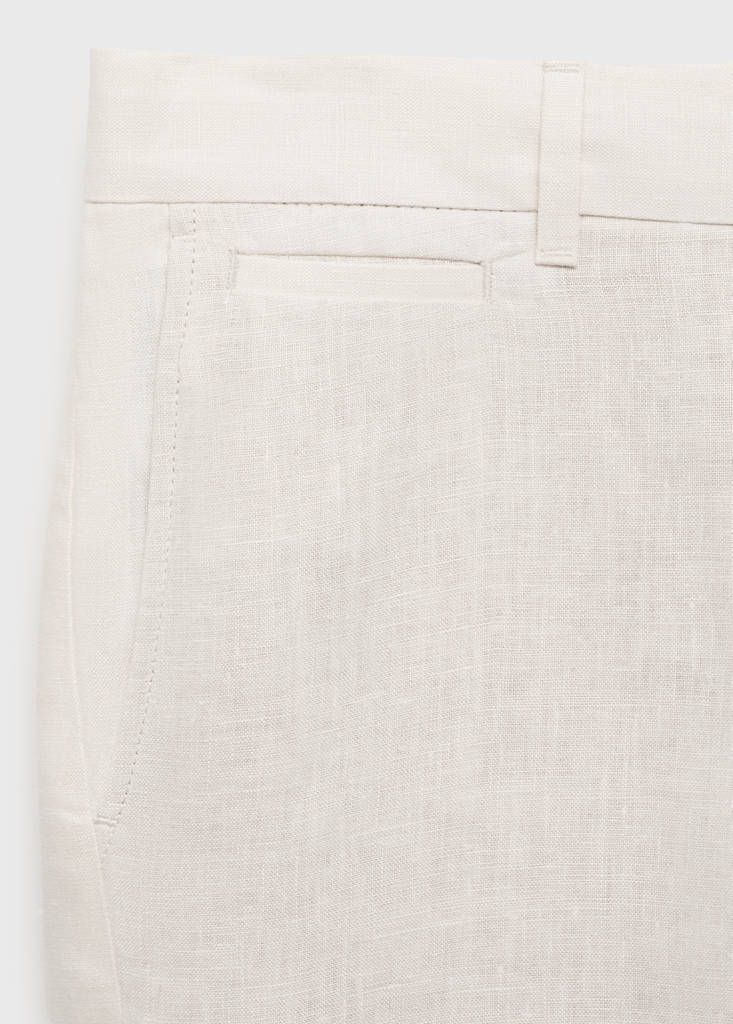 Slim-fit 100% linen bermuda shorts — Off White