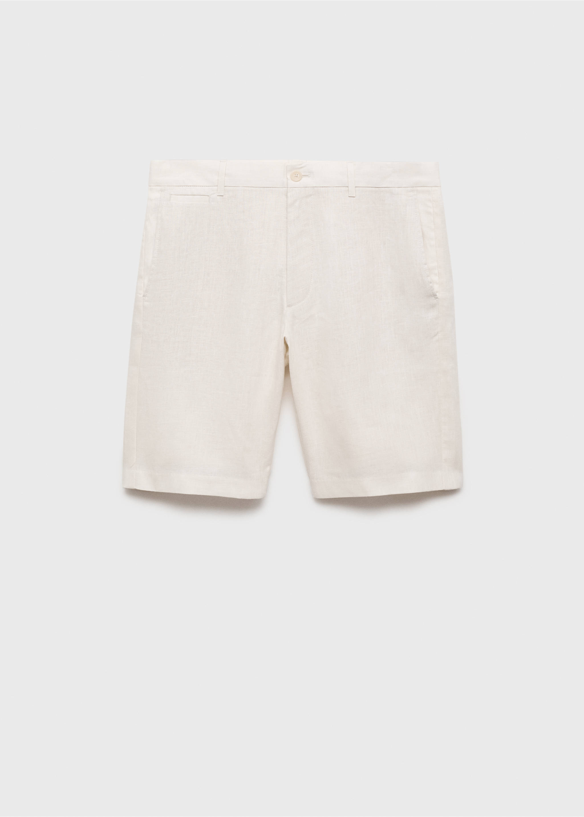 Bermudas slim fit 100% lino - Artículo sin modelo, Blanco roto. Ref: 17061142-00.