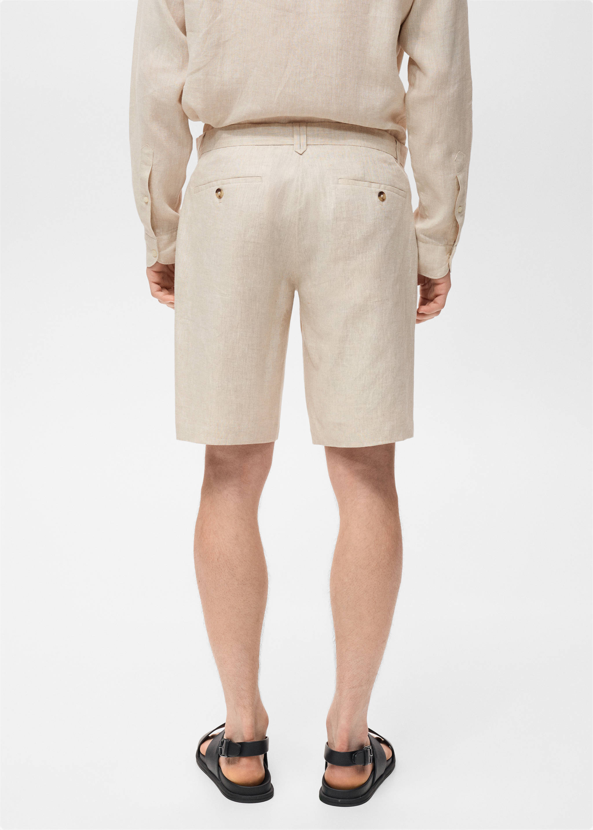 Slim-fit 100% linen bermuda shorts - Reverse of the article