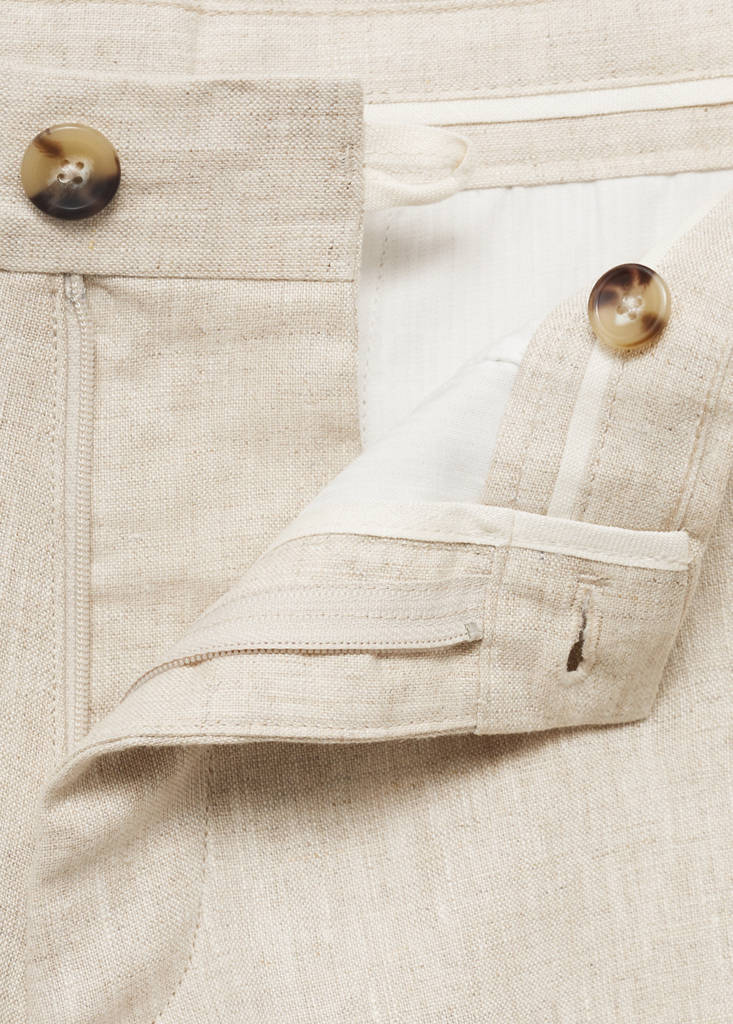Slim-fit 100% linen bermuda shorts — Ecru