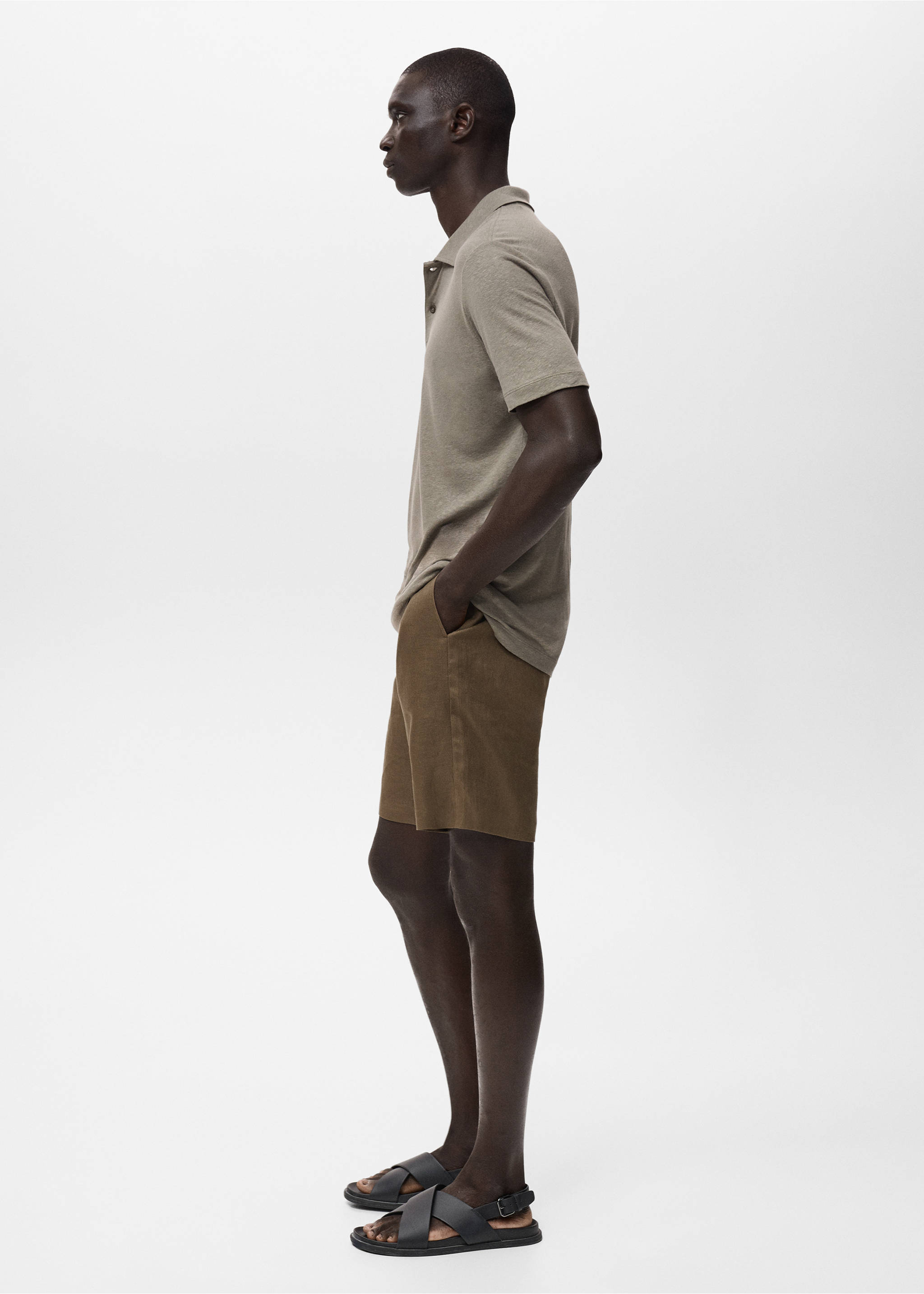 Bermudas slim fit 100% lino - Detalle del artículo 2, Verde medio. Ref: 17061142-00.