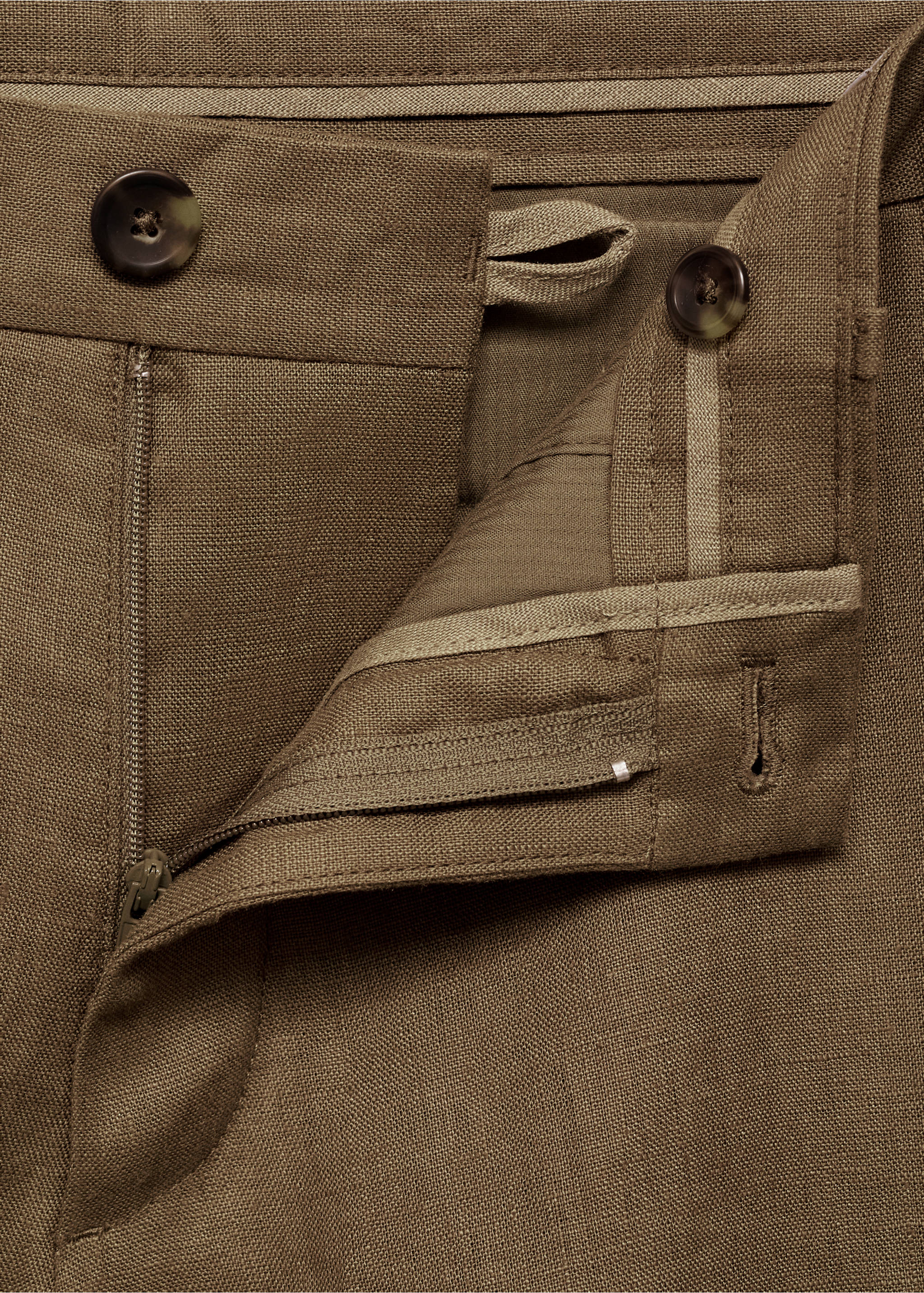 Bermudas slim fit 100% lino - Detalle del artículo 8, Verde medio. Ref: 17061142-00.
