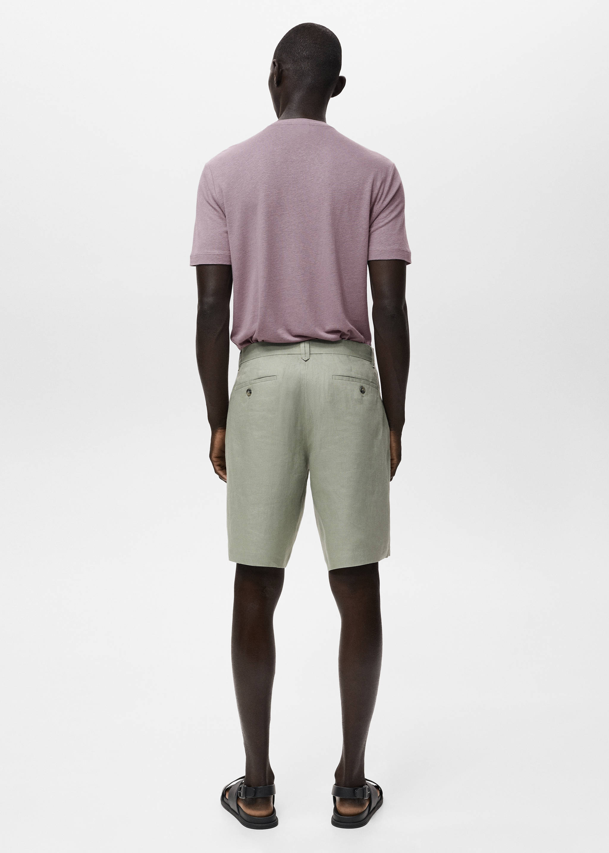 Slim-fit 100% linen bermuda shorts - Reverse of the article