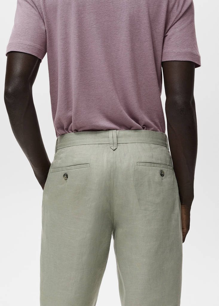 Slim-fit 100% linen bermuda shorts — Mint Green