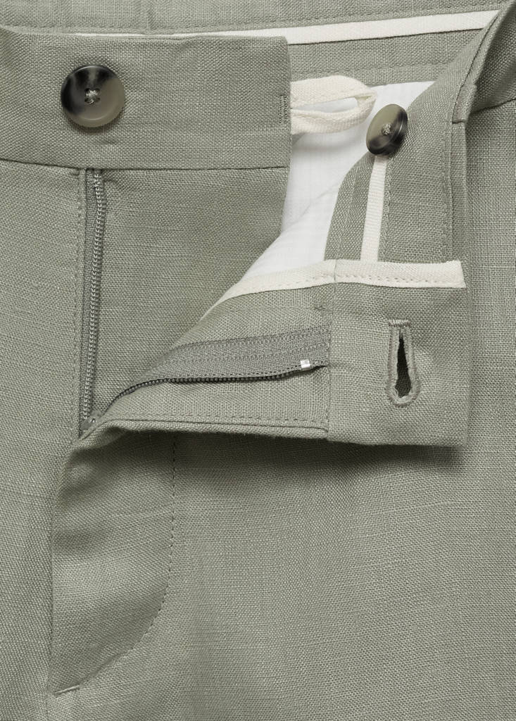 Slim-fit 100% linen bermuda shorts — Mint Green