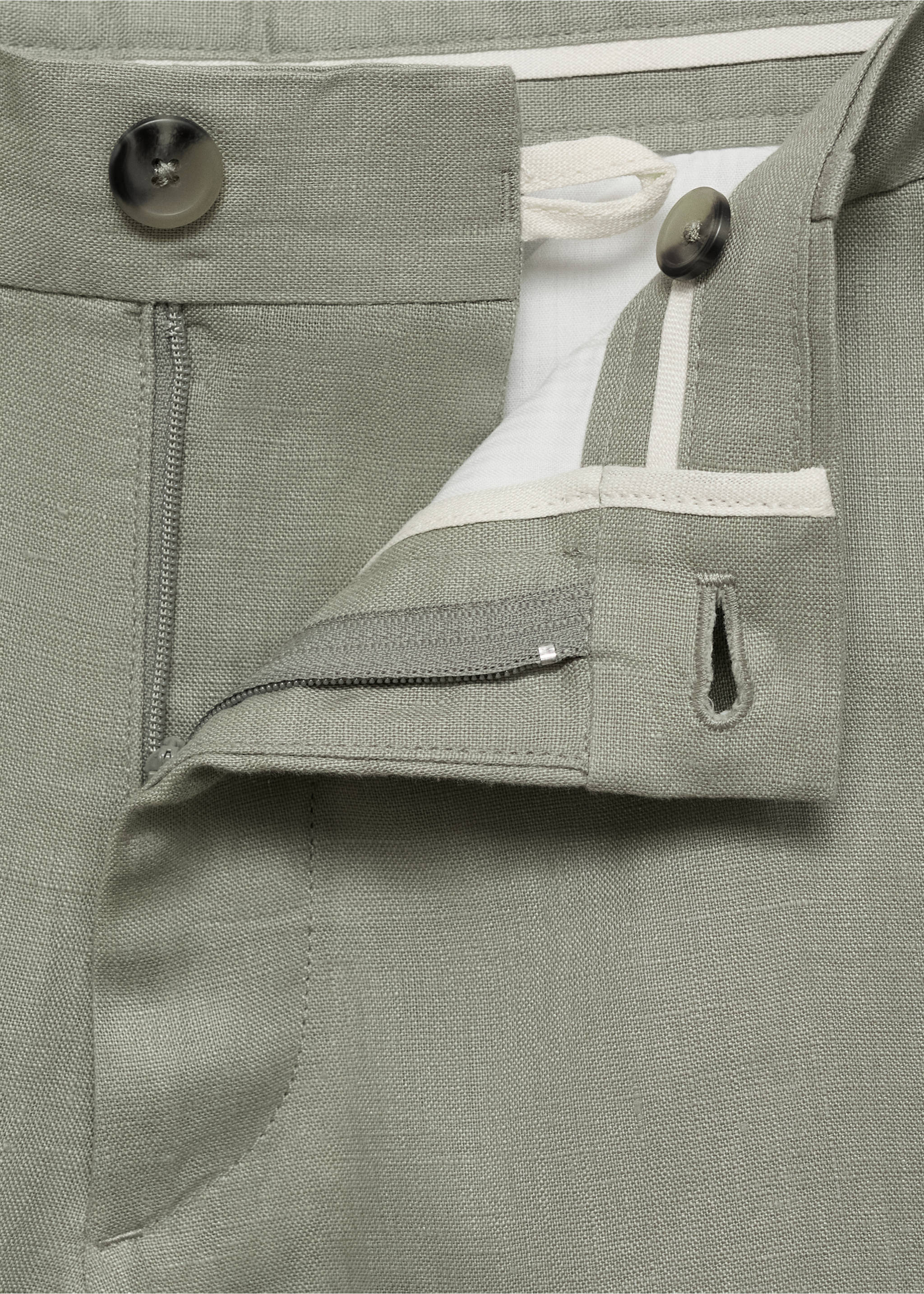 Bermudas slim fit 100% lino - Detalle del artículo 8, Verde menta. Ref: 17061142-00.