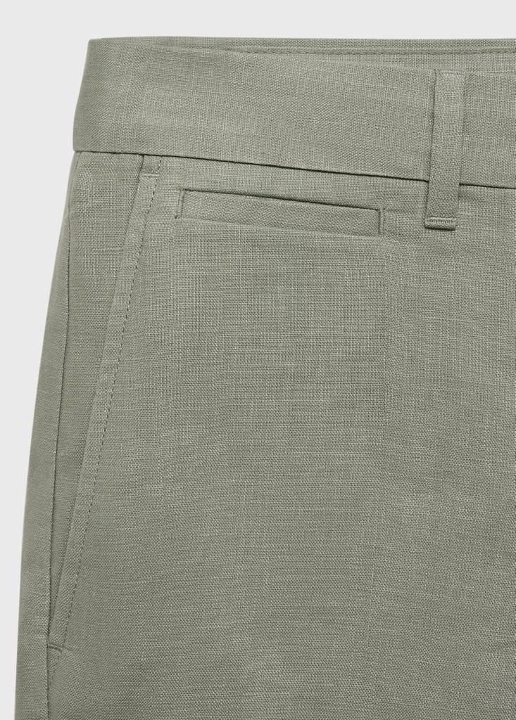 Slim-fit 100% linen bermuda shorts — Mint Green