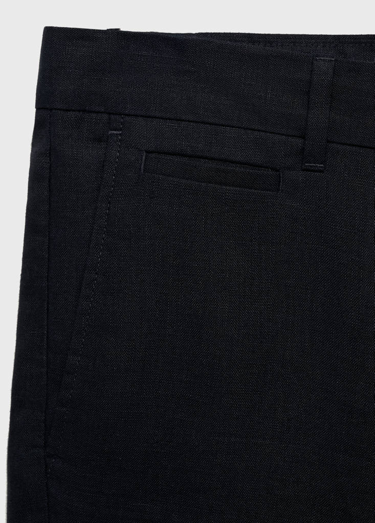 Slim-fit 100% linen bermuda shorts — Dark Navy