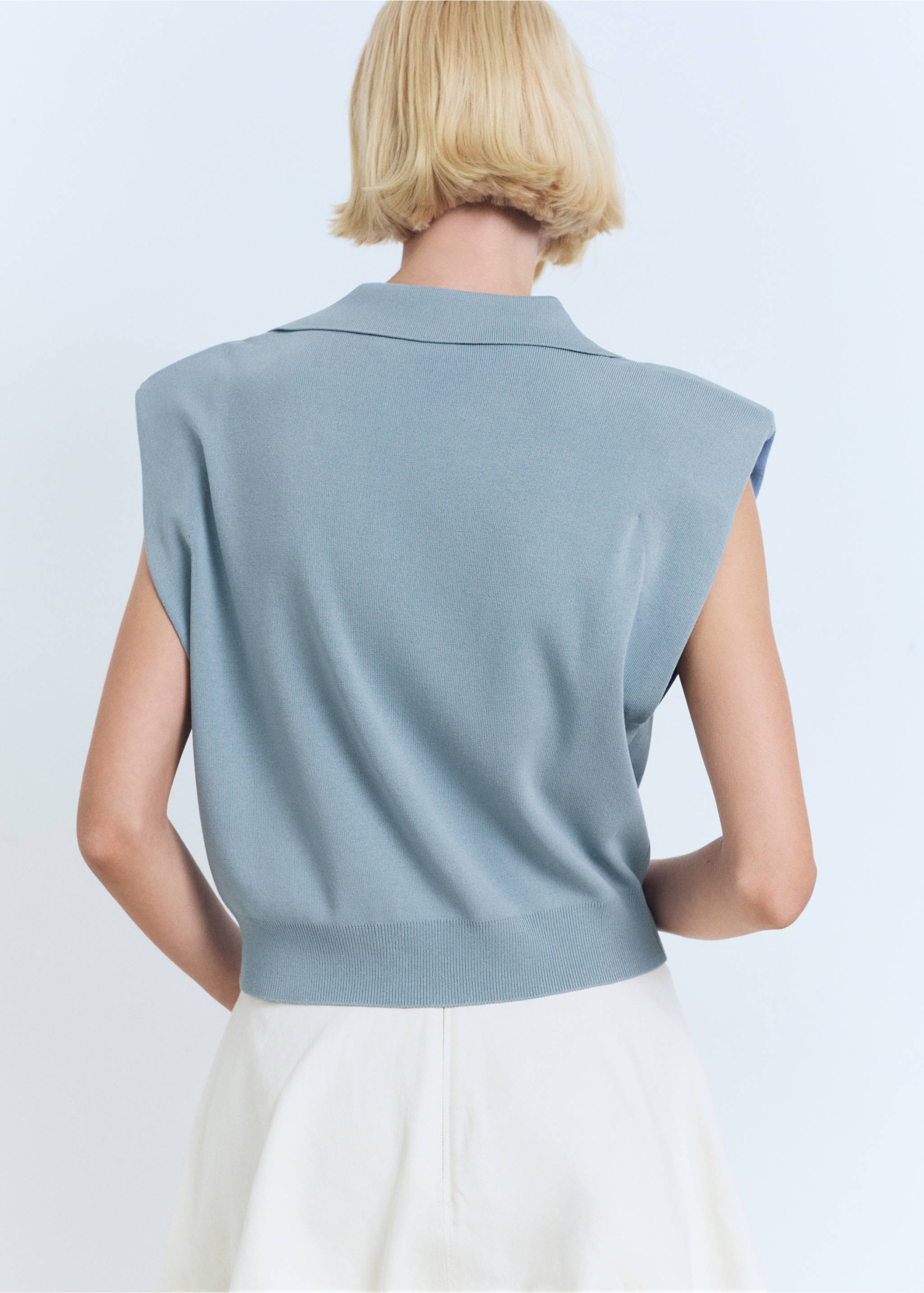 Gilet à épaulettes en maille fine - Verso de l’article, Bleu. Ref: 17061143-00.